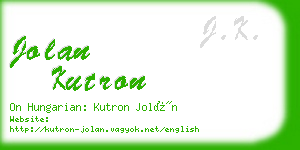 jolan kutron business card